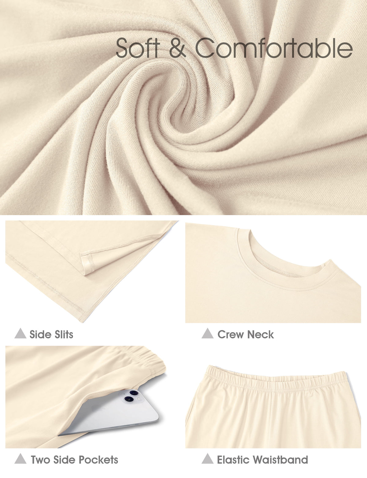 Lounge Sets for Women Knit Short Sleeve Tops and Long Pants Soft Comfy Pajamas Set Oversized 2 Piece Outfits S-2X