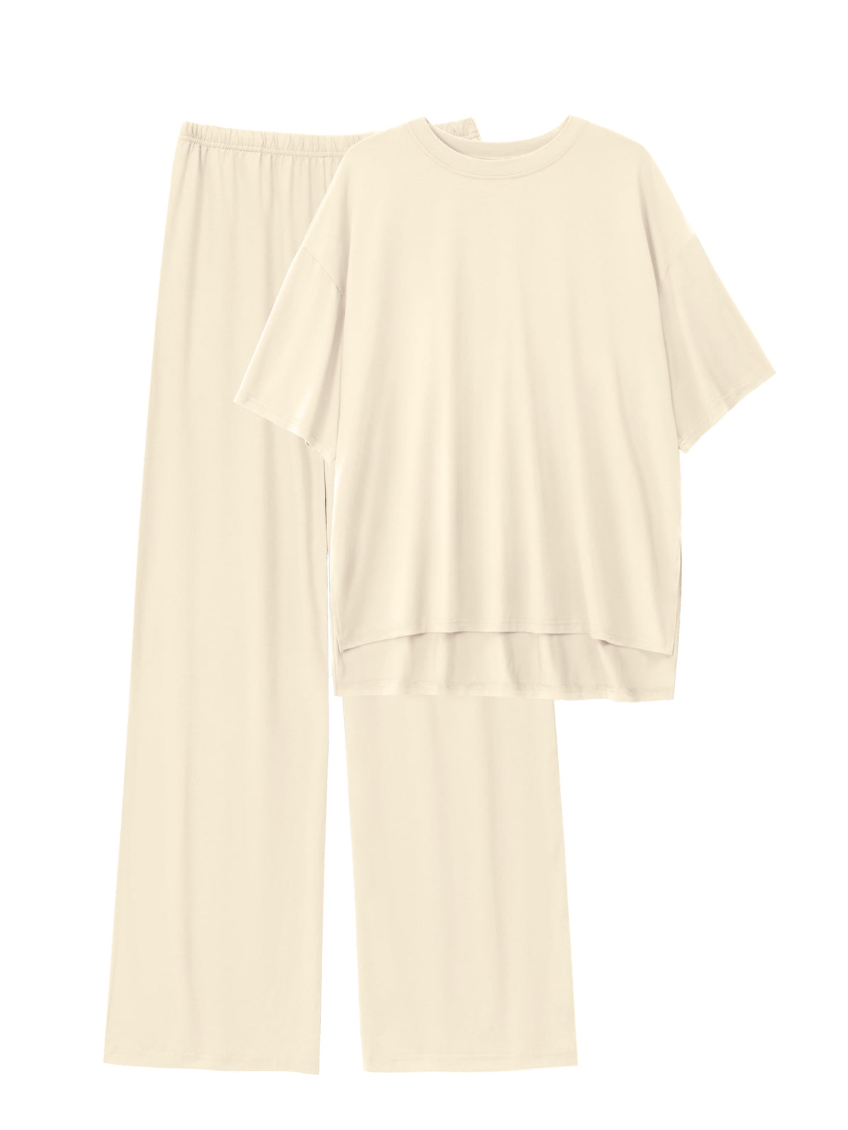 Lounge Sets for Women Knit Short Sleeve Tops and Long Pants Soft Comfy Pajamas Set Oversized 2 Piece Outfits S-2X